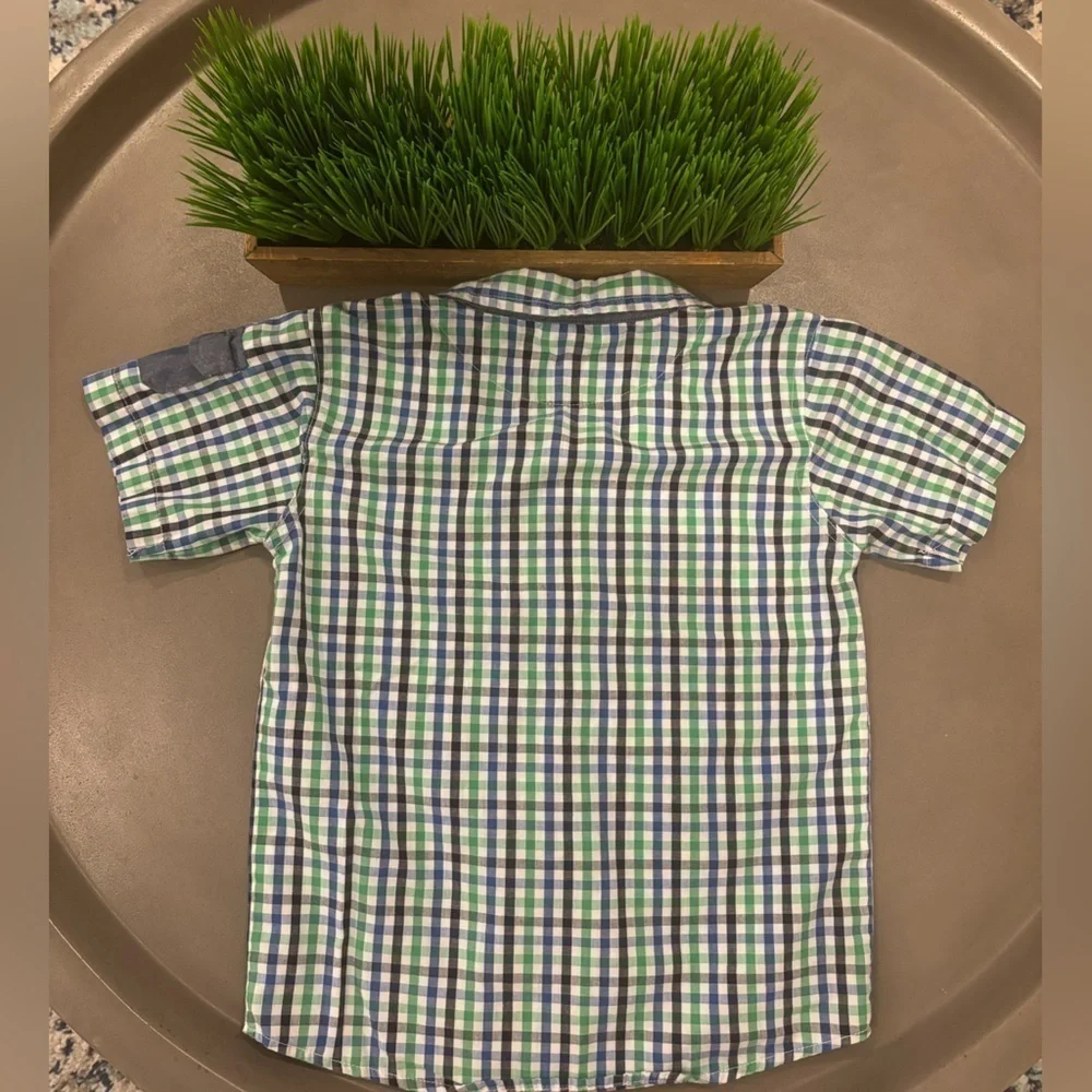 U.S Polo Assn. Boys Green/Blue Short Sleeve Button Down Size 4T - Picture 2 of 7